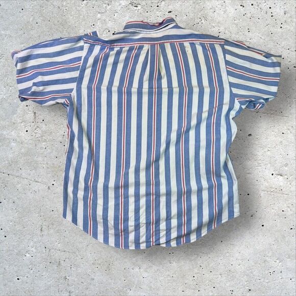 Vtg Ralph Lauren Oxford Shirt Mens L Striped Button Down Blue Red Flesh Pony - Picture 5 of 12